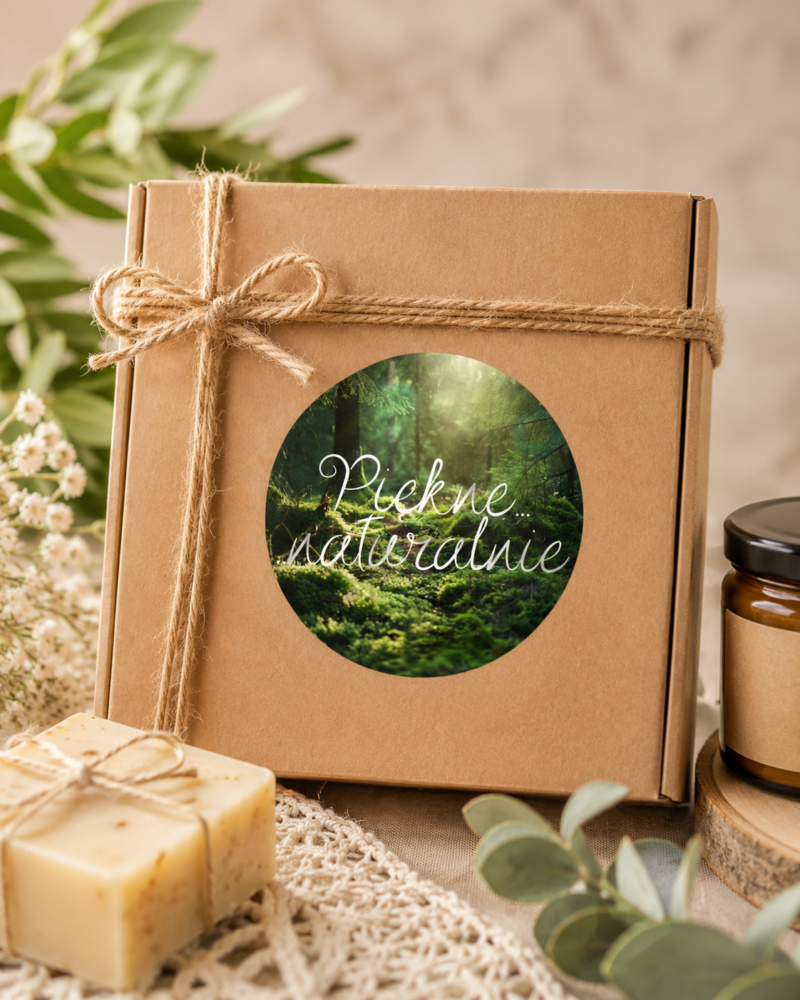 naklejka z napisem „Piękne naturalnie”