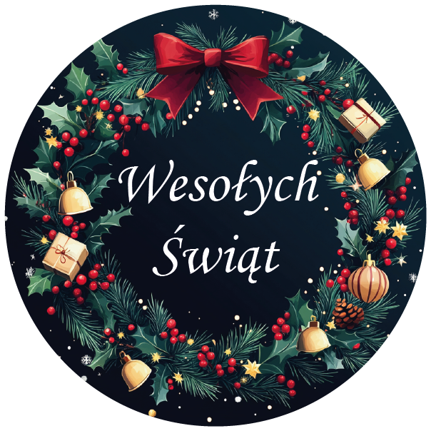 Naklejki świąteczne Wesołych Świąt wieniec
