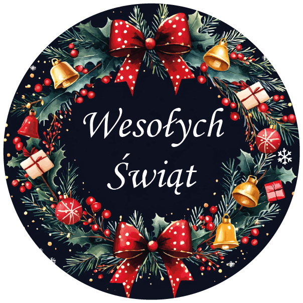 Naklejki świąteczne Wesołych Świąt wieniec