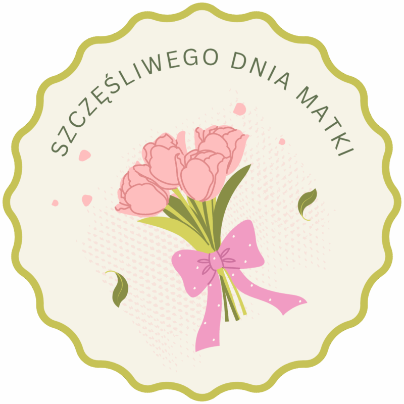Naklejki na Dzień Mamy - Szczęśliwego Dnia Matki - okrągłe z falbanką