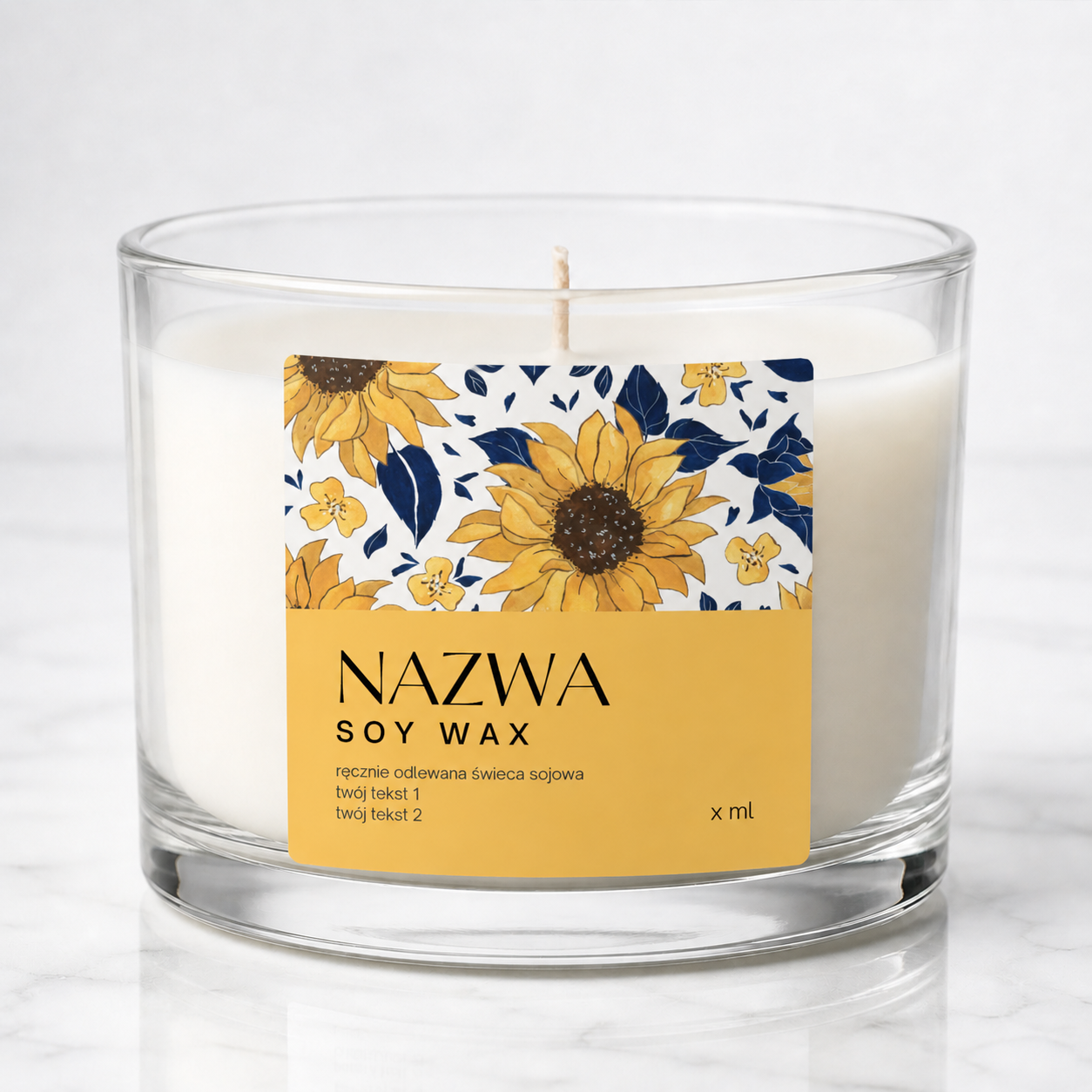 Naklejki personalizowane na świece z motywem kwiatowym Yellow - obrazek 2