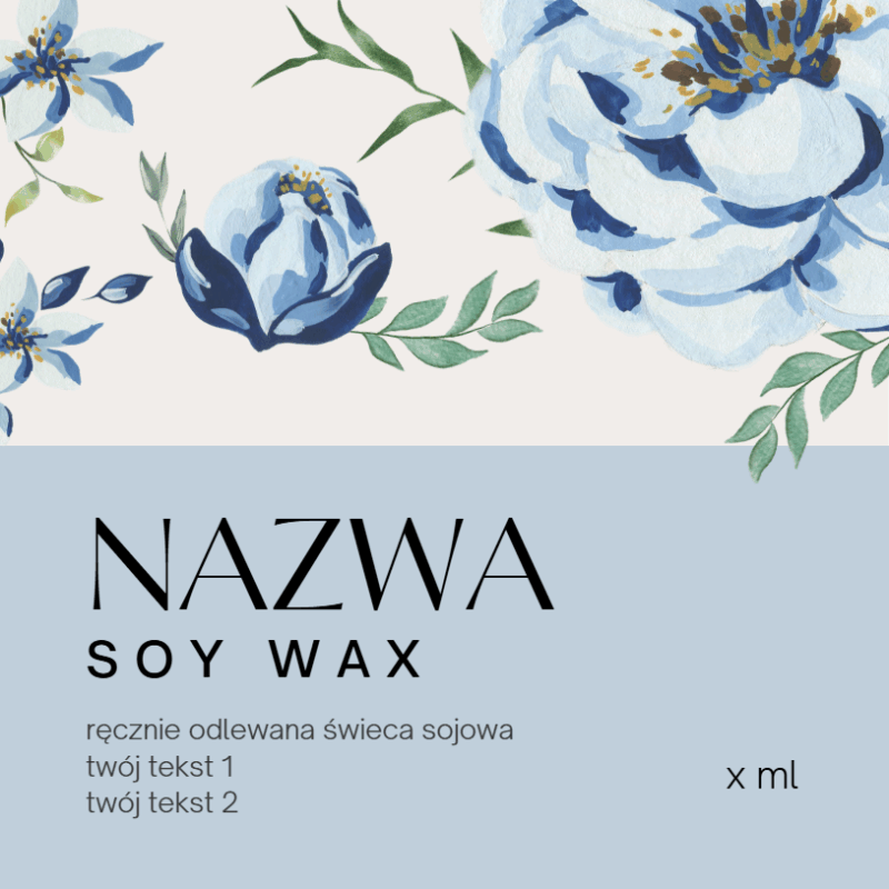 Naklejki personalizowane na świece z motywem kwiatowym Blue