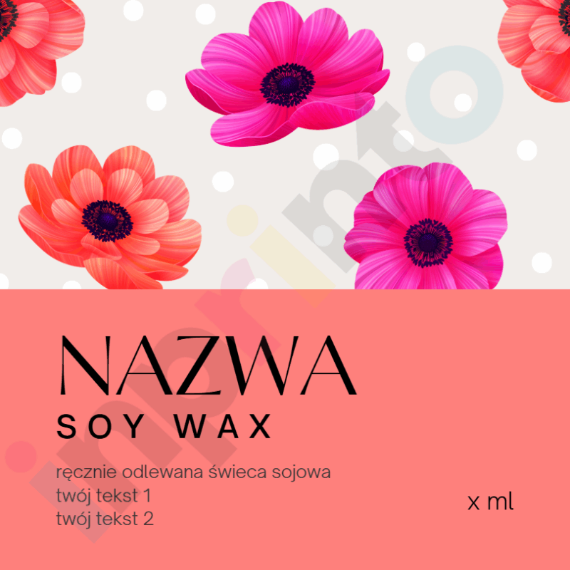 Naklejki personalizowane na świece z motywem kwiatowym Coral