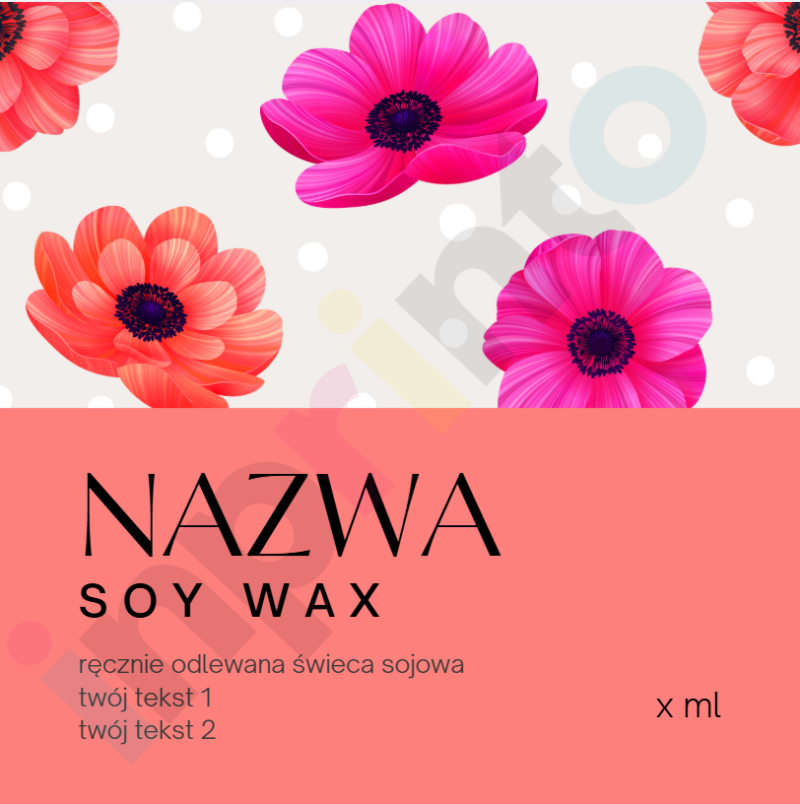 Naklejki personalizowane na świece z motywem kwiatowym Coral