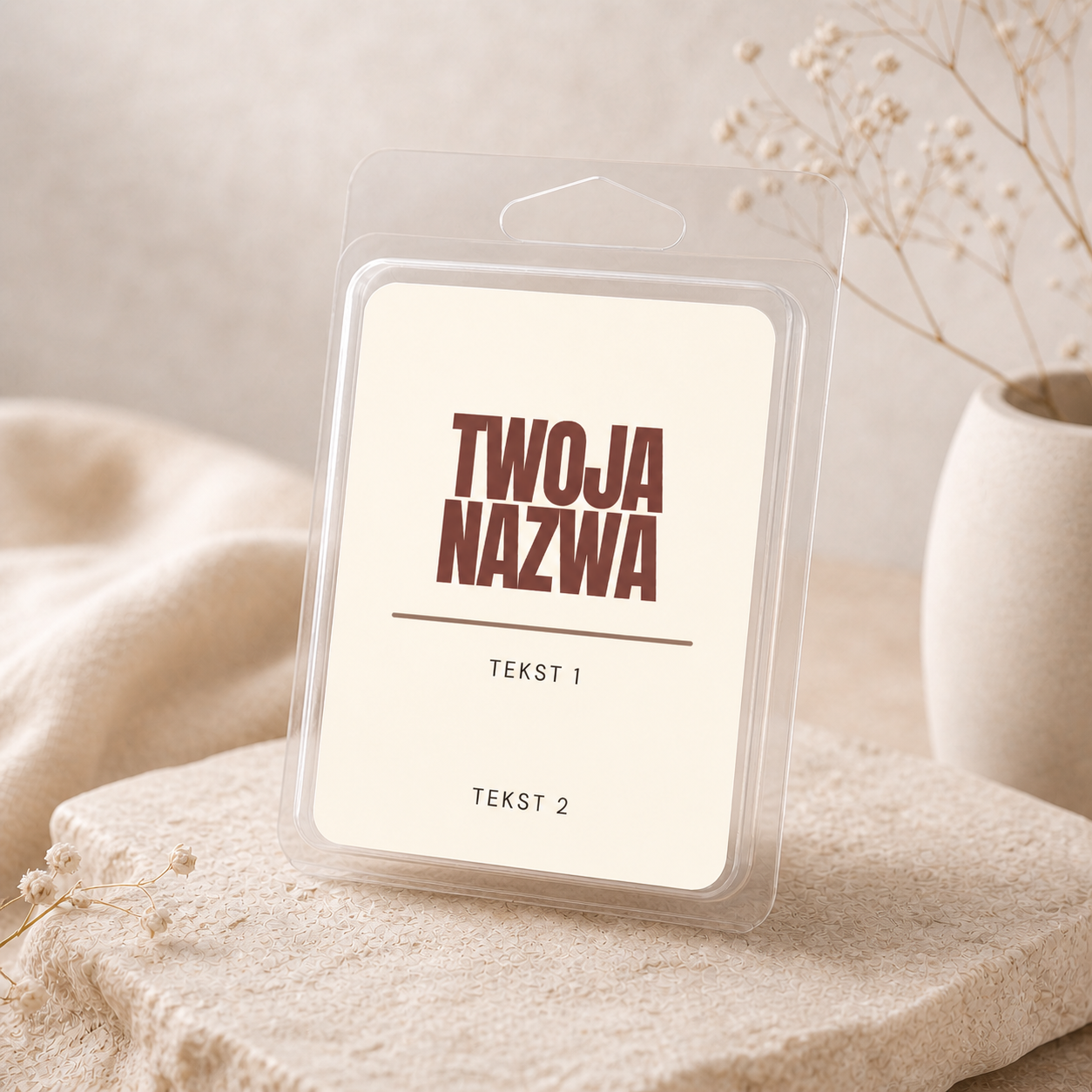Naklejki personalizowane na woski zapachowe clamshell Bold Beige - obrazek 2