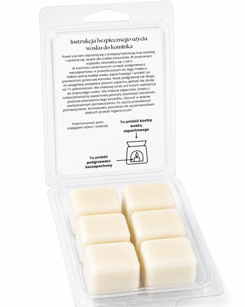 naklejka instrukcja bezpieczeństwa wosku zapachowego do kominka – clamshell