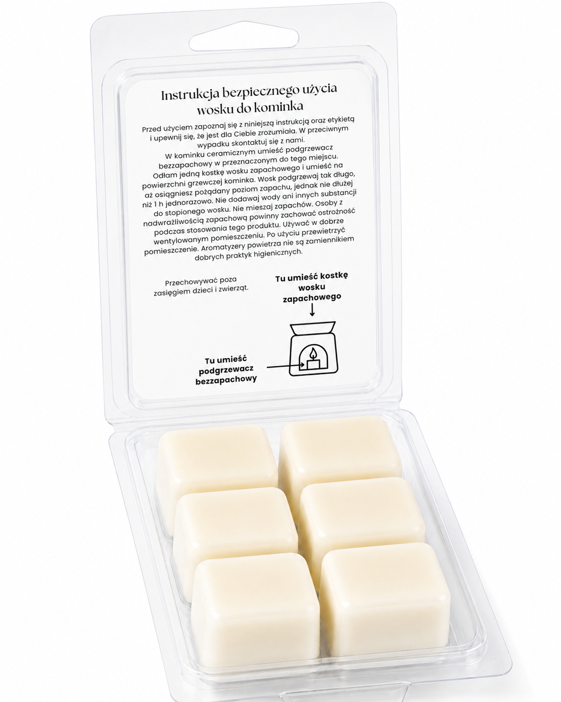Naklejka instrukcja bezpieczeństwa wosku zapachowego do kominka – clamshell - obrazek 2