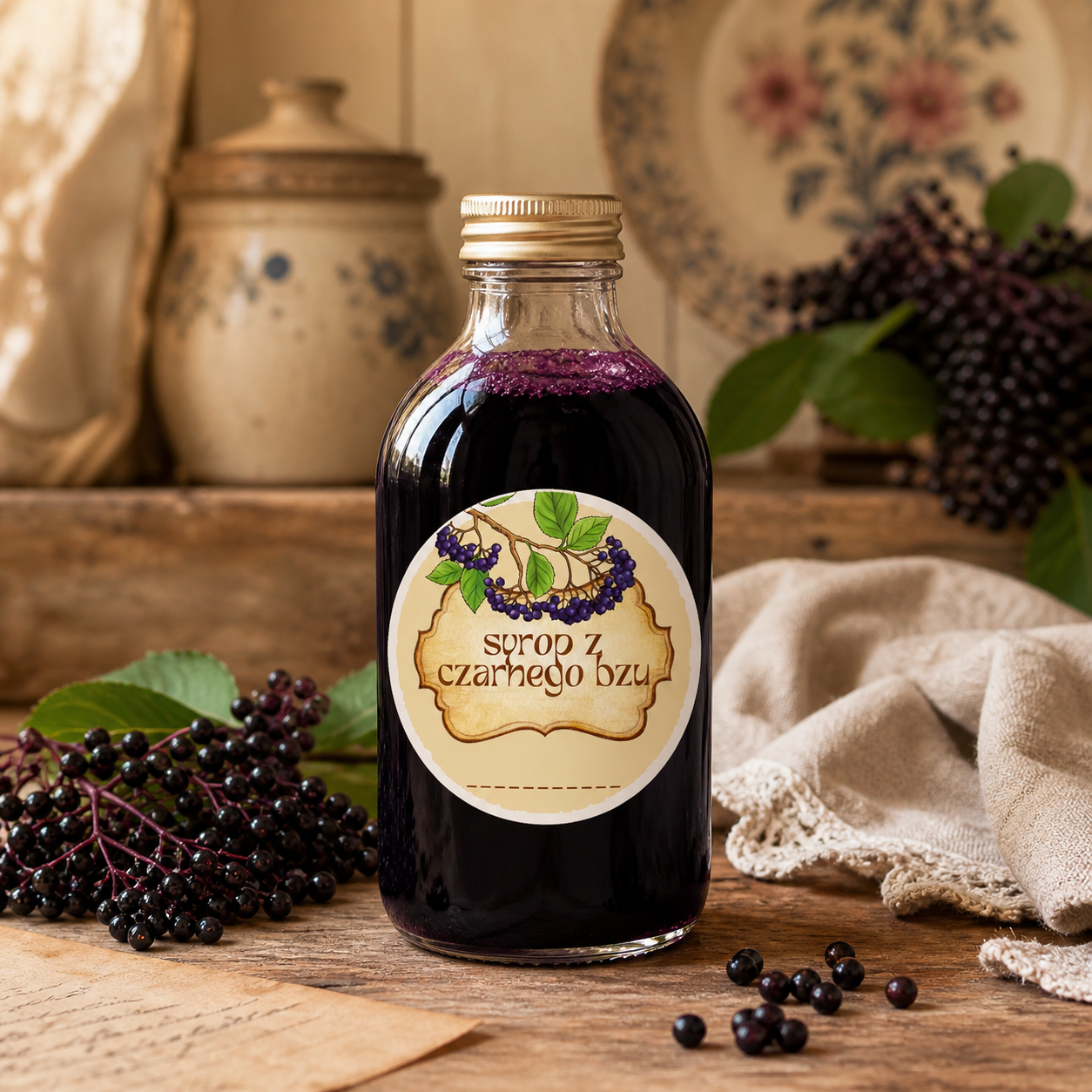 Naklejki na Syrop z czarnego bzu vintage - obrazek 2