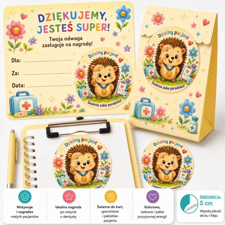 naklejki dzielny pacjent z jeżykiem