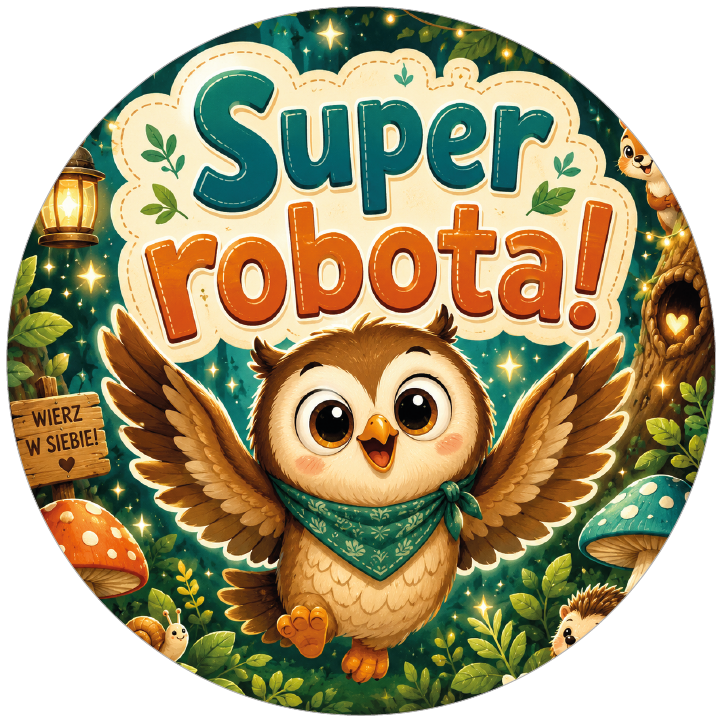 Naklejki motywacyjne dla dzieci Super robota z sową