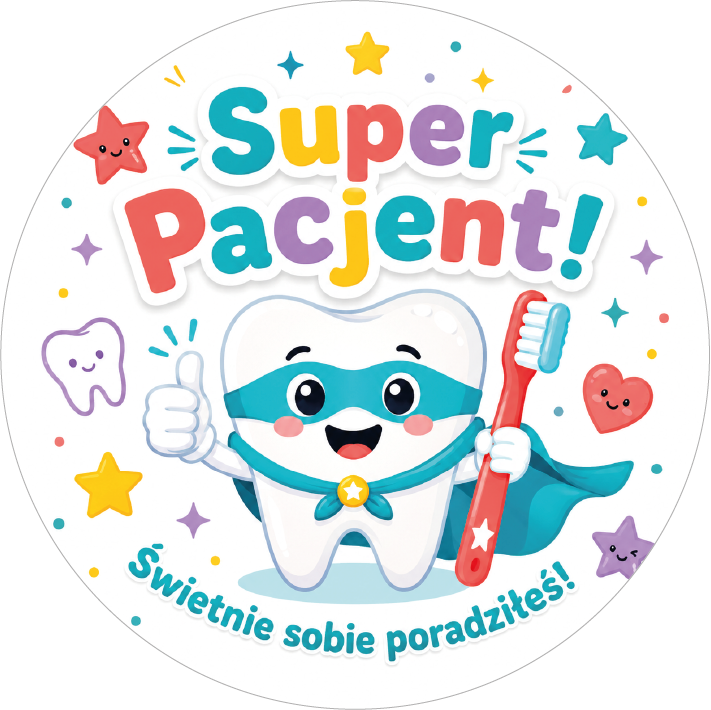 Naklejki dla dzielnego pacjenta Super Pacjent z ząbkiem bohaterem