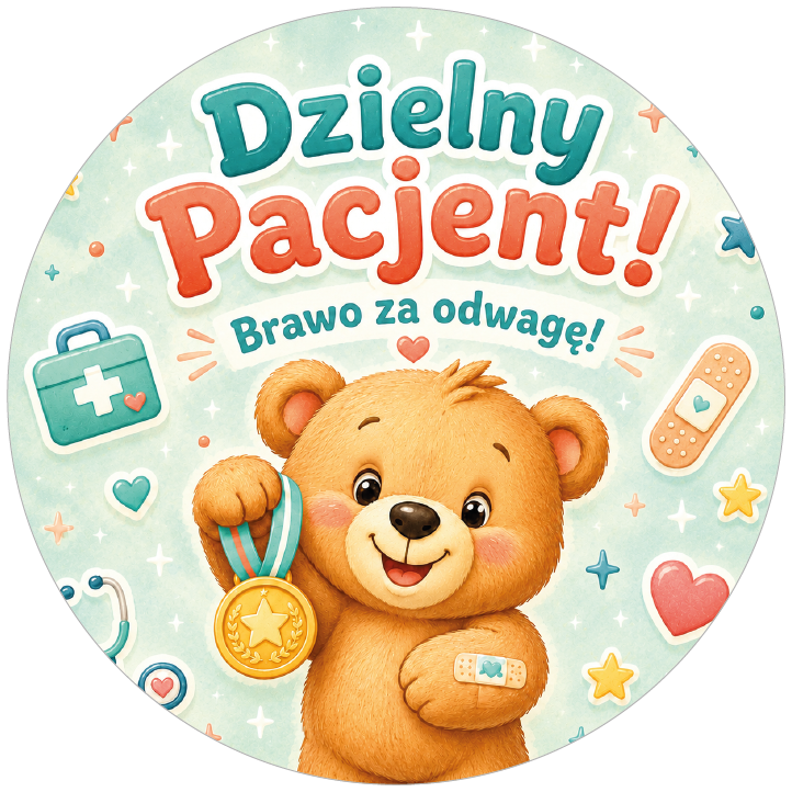 naklejki dzielny pacjent z misiem i medalem