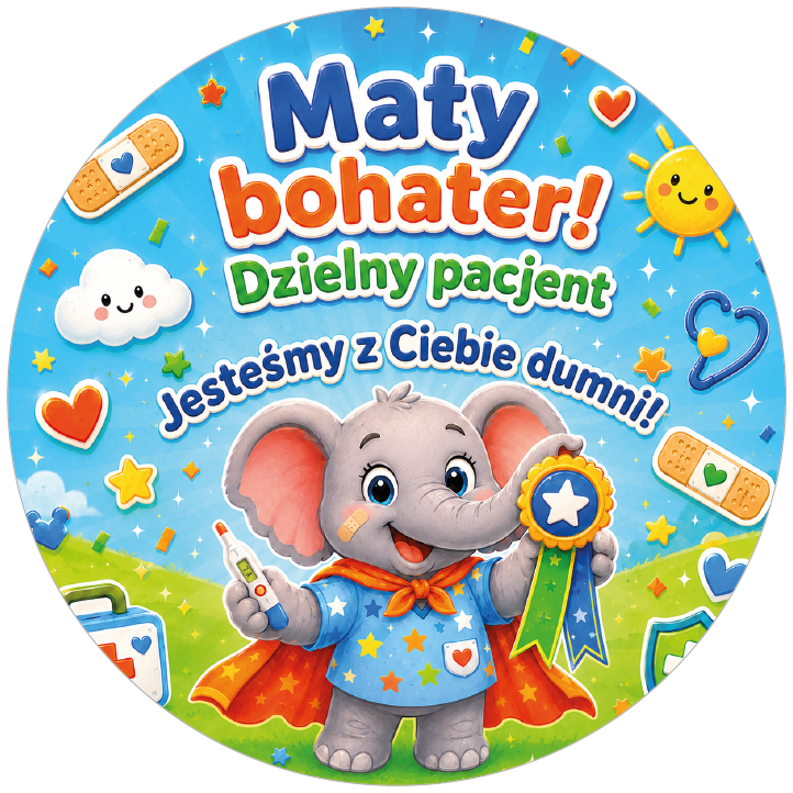 naklejki dzielny pacjent Mały bohater ze słonikiem