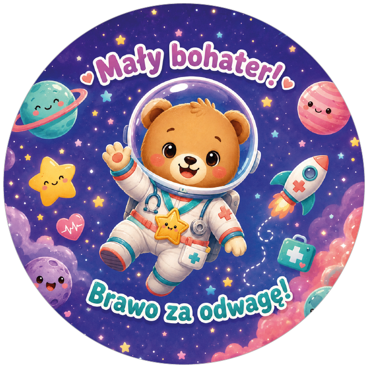 naklejki dzielny pacjent Mały bohater z misiem astronautą