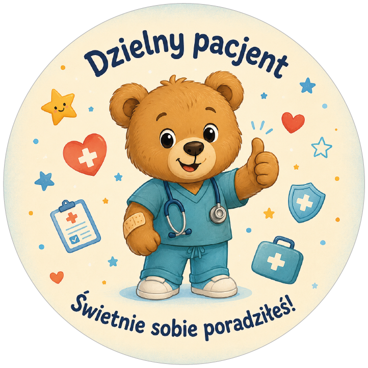 naklejki dzielny pacjent z misiem medykiem
