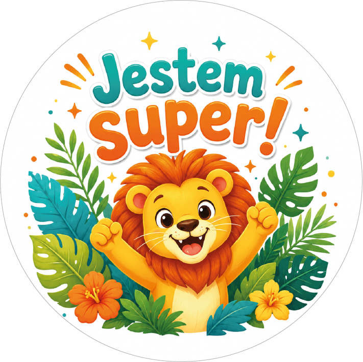 Naklejki motywacyjne dla dzieci Jestem super z lwem