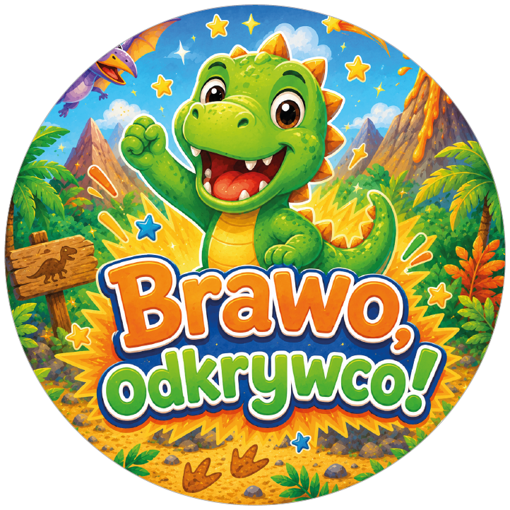 Naklejki motywacyjne dla dzieci Brawo odkrywco z dinozaurem