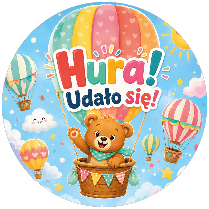Naklejki motywacyjne dla dzieci Hurra Udało się z misiem