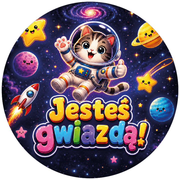 Naklejki motywacyjne dla dzieci Jesteś gwiazdą z kotem astronautą