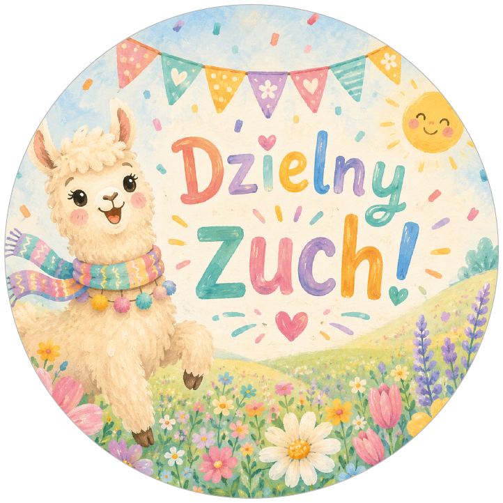 Naklejki motywacyjne dla dzieci Dzielny zuch z alpaką