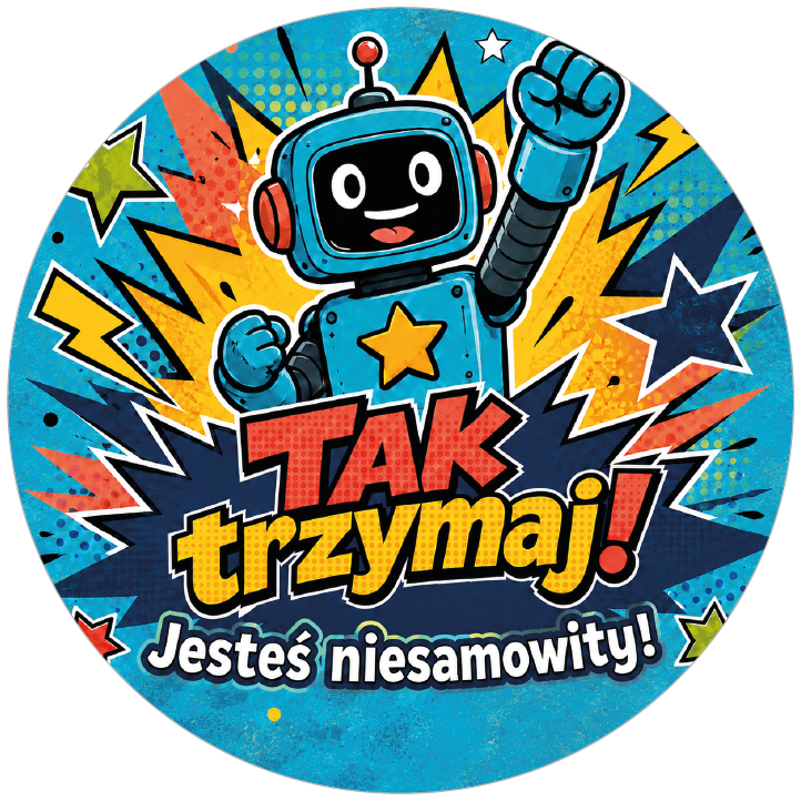 Naklejki motywacyjne dla dzieci Tak trzymaj z robotem