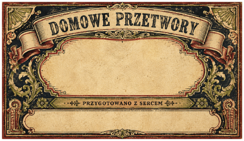 Etykiety na domowe przetwory przygotowano z sercem retro