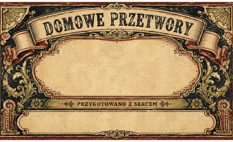 Etykiety na domowe przetwory przygotowano z sercem retro