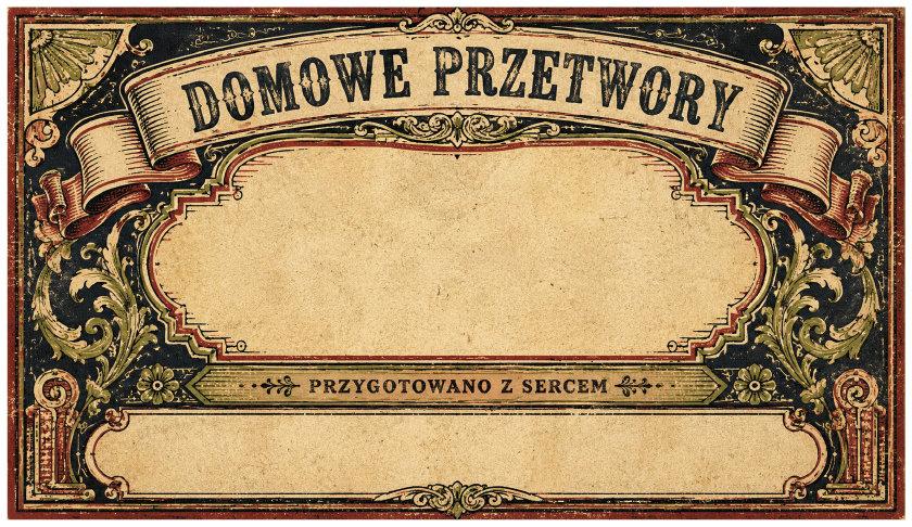 Etykiety na domowe przetwory przygotowano z sercem retro