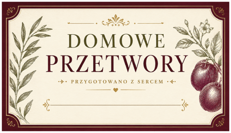 Etykiety na domowe przetwory przygotowano z sercem eleganckie