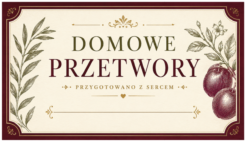 Etykiety na domowe przetwory przygotowano z sercem eleganckie