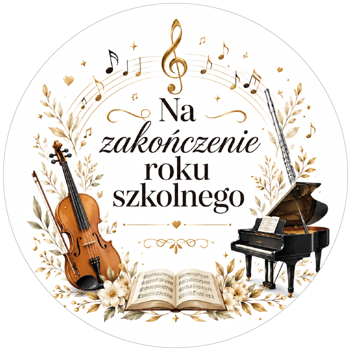 Naklejki Na zakończenie roku szkolnego eleganckie etykiety dla szkoły muzycznej