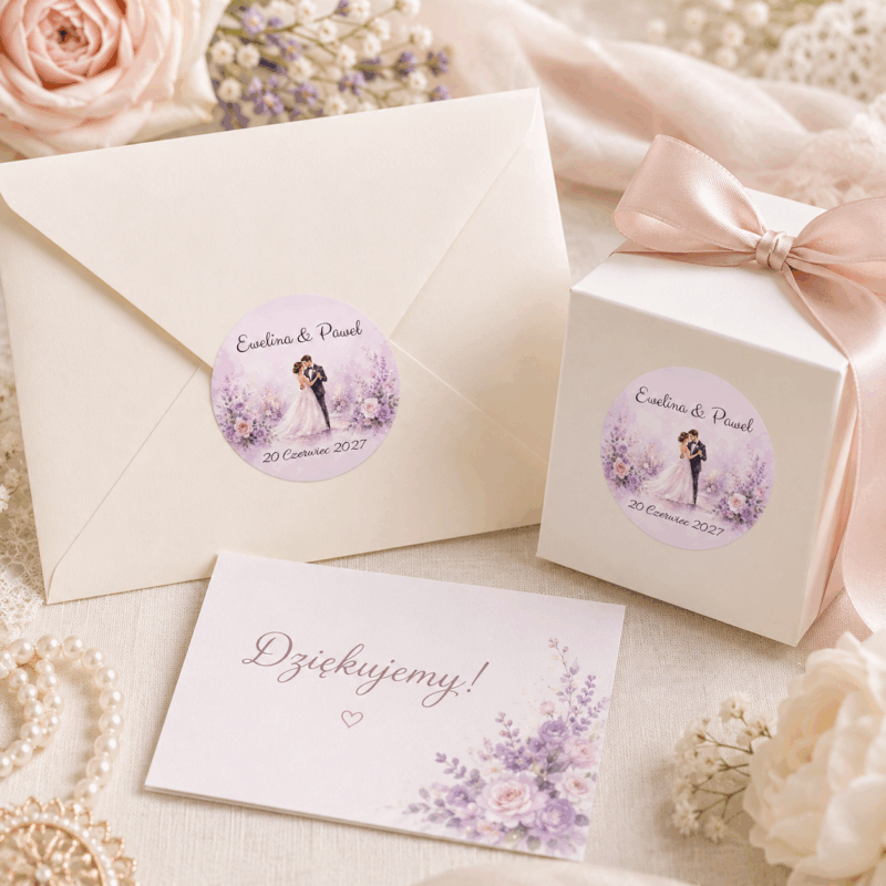 Naklejki ślubne personalizowane para młoda pastelowe kwiaty naklejki ślubne personalizowane para młoda w pastelowych kwiatach