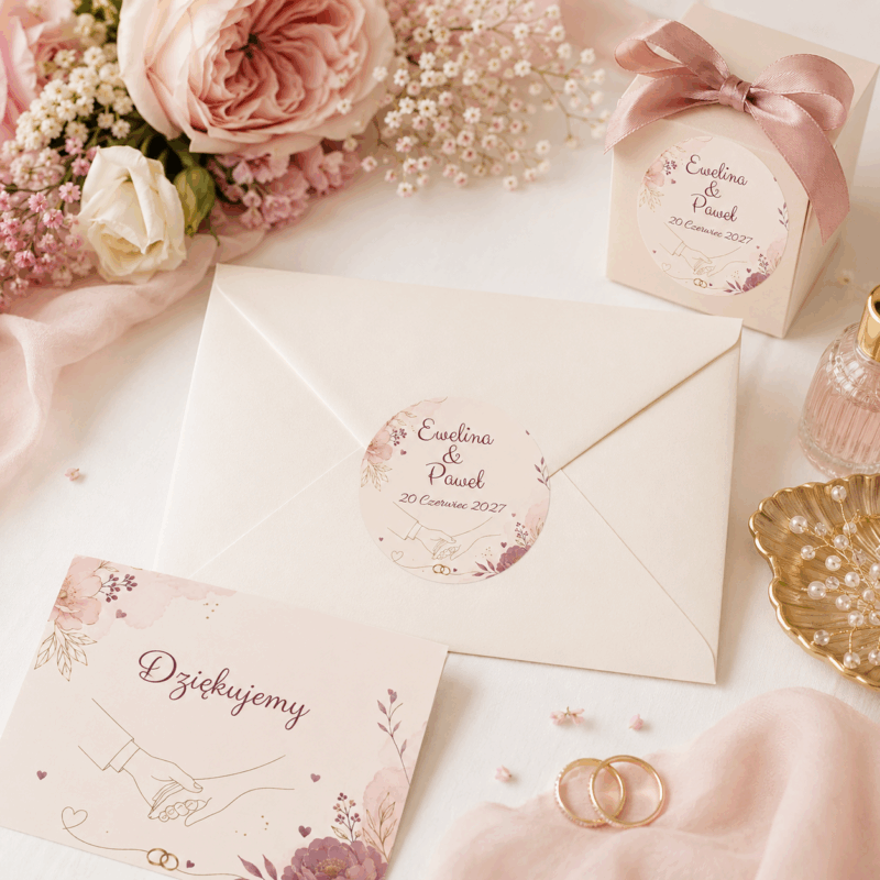 Naklejki ślubne personalizowane dłonie i obrączki