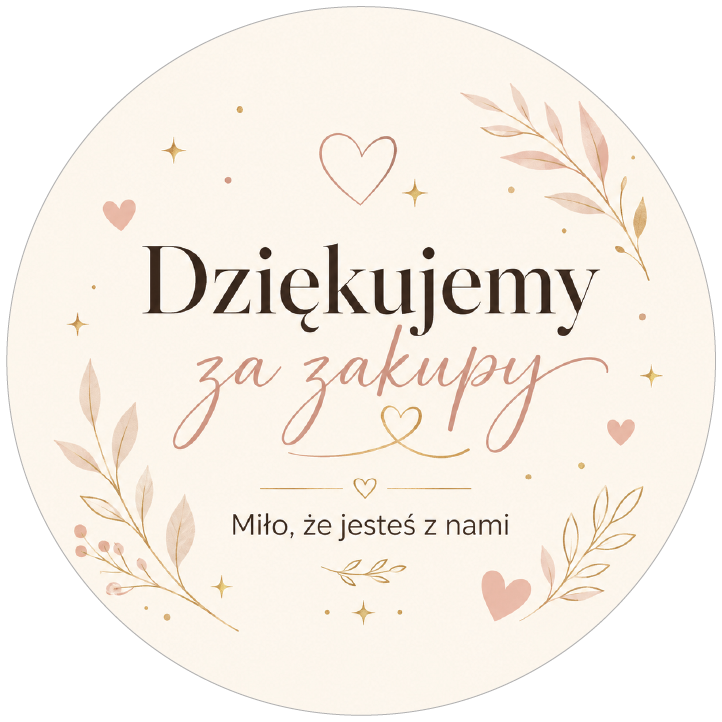 naklejki dziękujemy za zakupy boho listki i serduszka