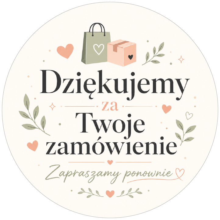 naklejki dziękujemy za Twoje zamówienie z torebką i paczką