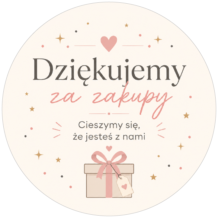 naklejki dziękujemy za zakupy prezent z różową kokardą