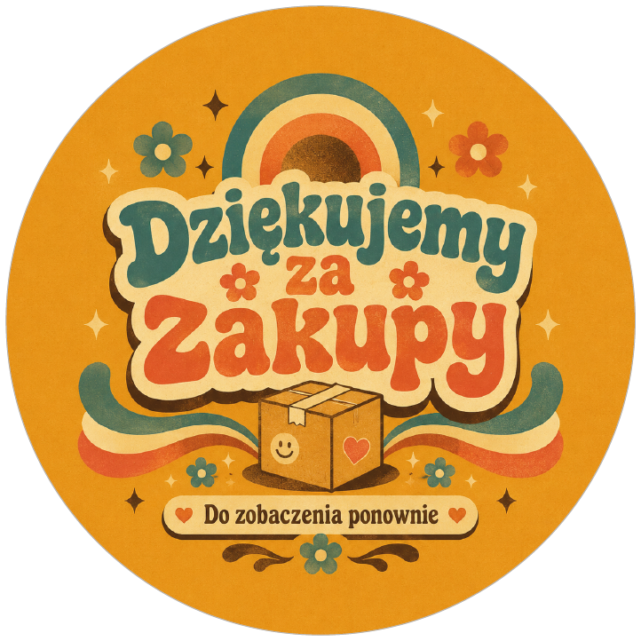 naklejki dziękujemy za zakupy retro tęcza i kwiatki
