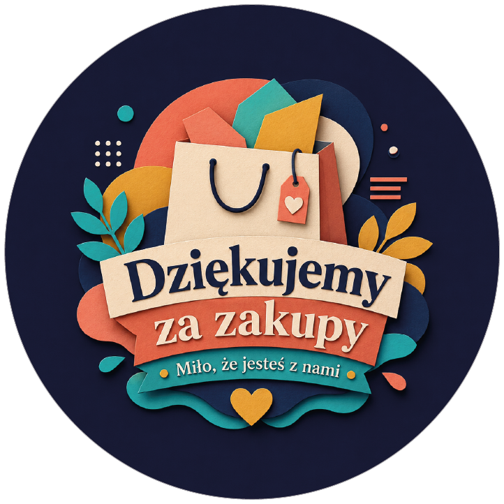 naklejki dziękujemy za zakupy papierowa torba i kolorowe listki