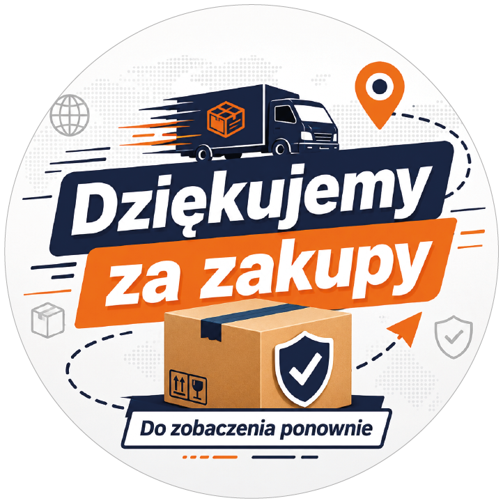 naklejki dziękujemy za zakupy kurier paczka i tarcza