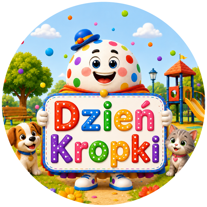 naklejki na Dzień Kropki plac zabaw i zwierzątka
