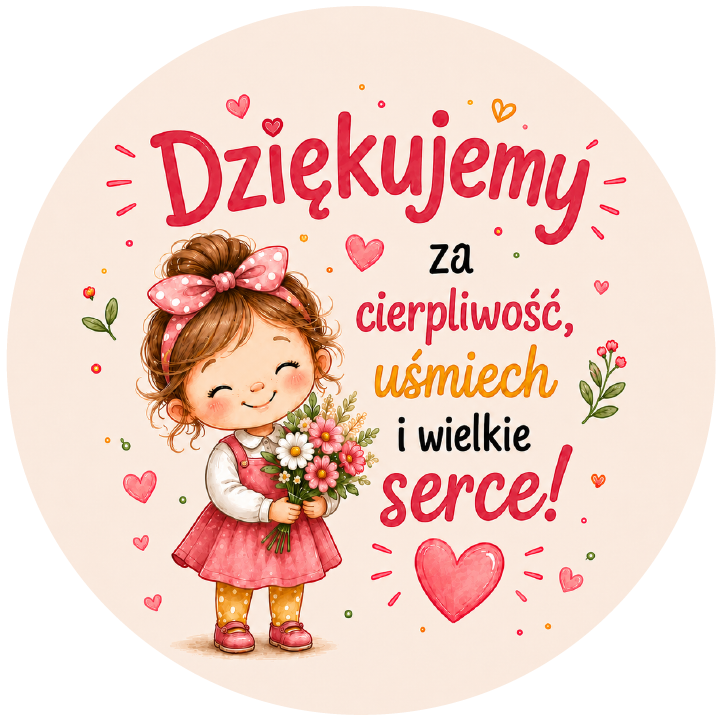 naklejki na Dzień Nauczyciela cierpliwość uśmiech i serce