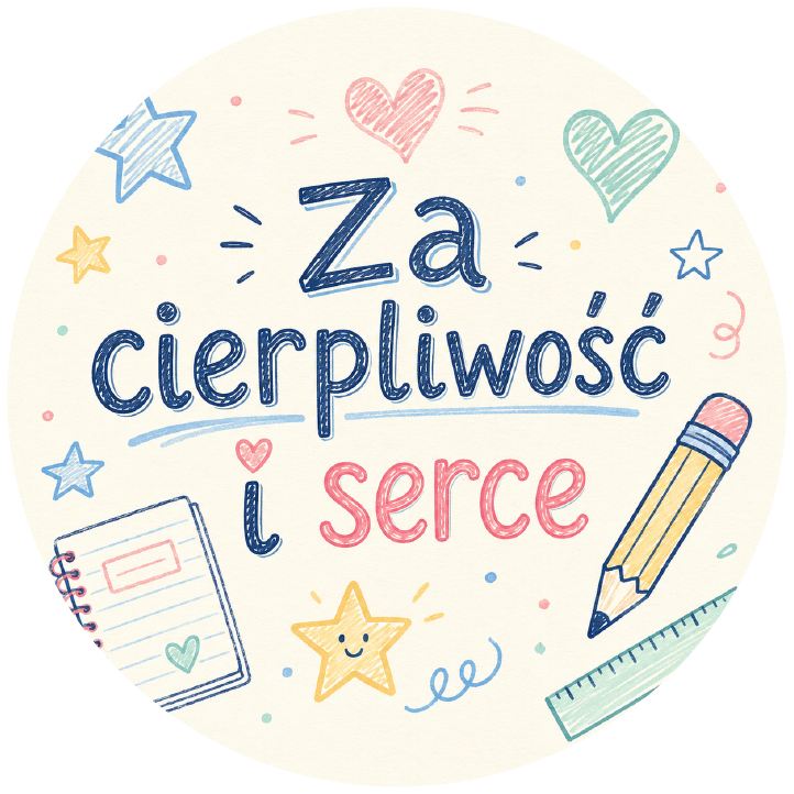 naklejki na Dzień Nauczyciela za cierpliwość i serce