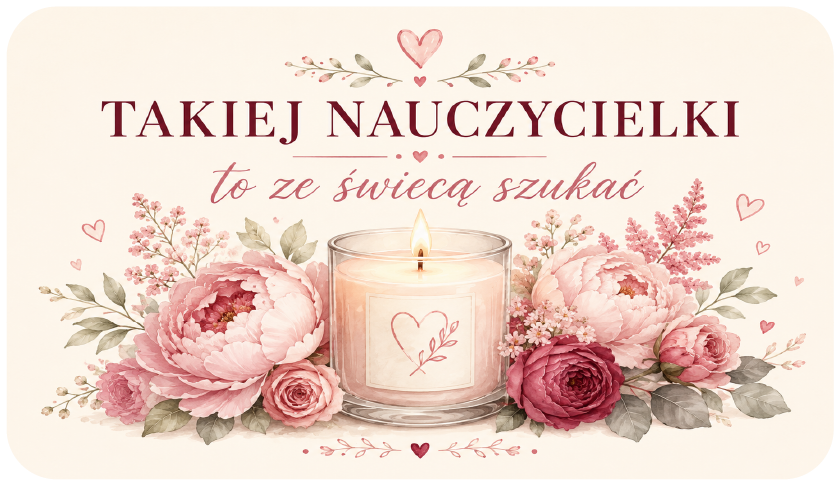 naklejki na świece Dzień Nauczyciela różowe kwiaty