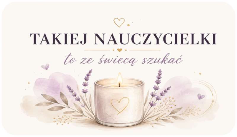 naklejki na świece Dzień Nauczyciela lawenda