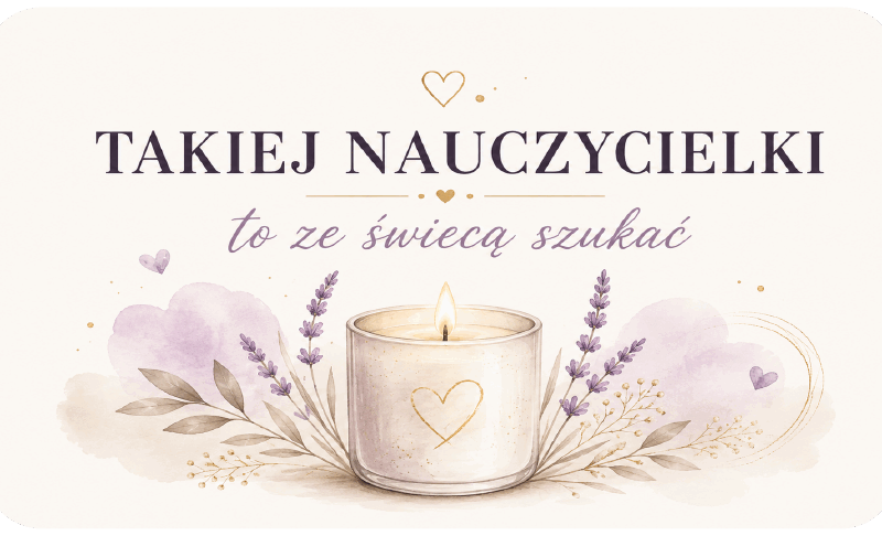 naklejki na świece Dzień Nauczyciela lawenda