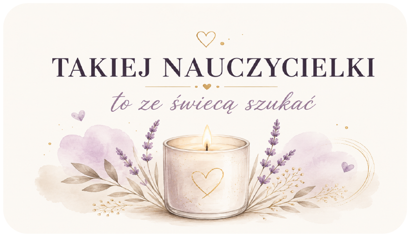 naklejki na świece Dzień Nauczyciela lawenda