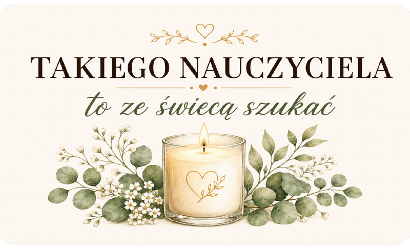 naklejki na świece Dzień Nauczyciela eukaliptus