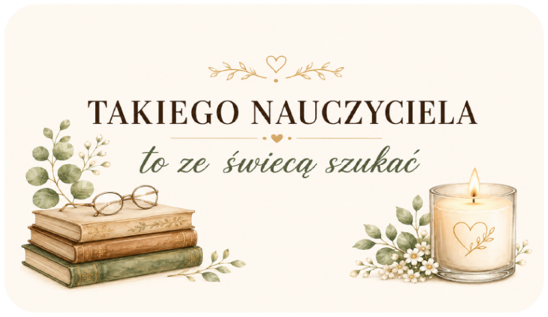 naklejki na świece dla nauczyciela książki i okulary