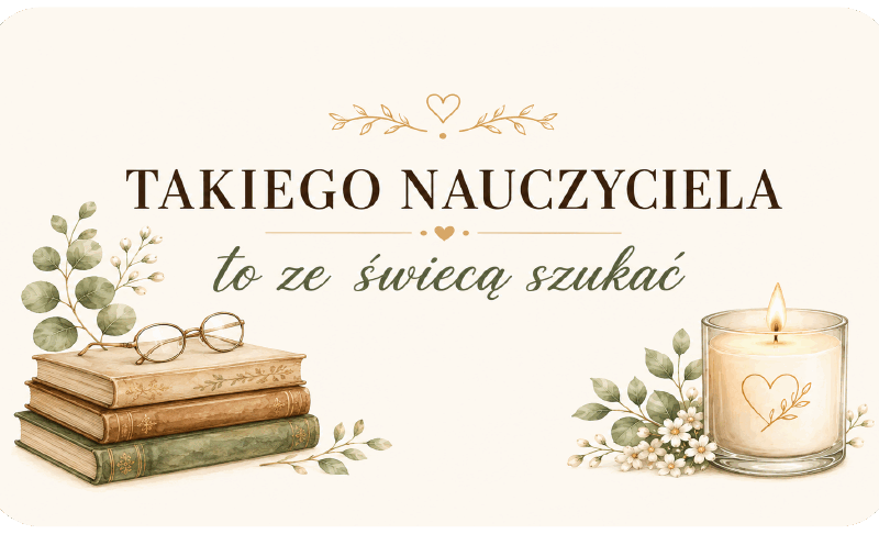 naklejki na świece dla nauczyciela książki i okulary