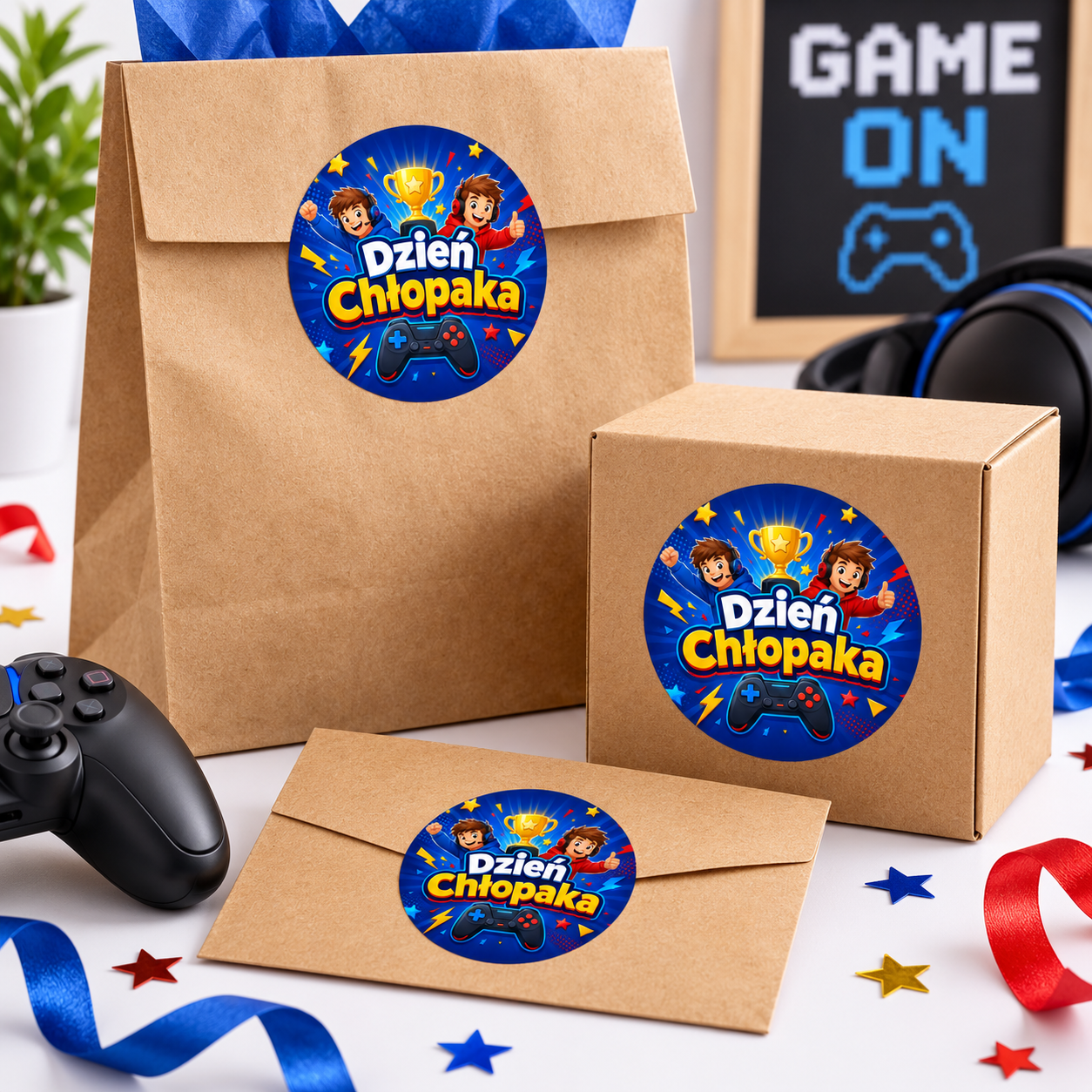 naklejki na Dzień Chłopaka gaming i kontroler